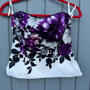 Floral Purple and Black Women's Top